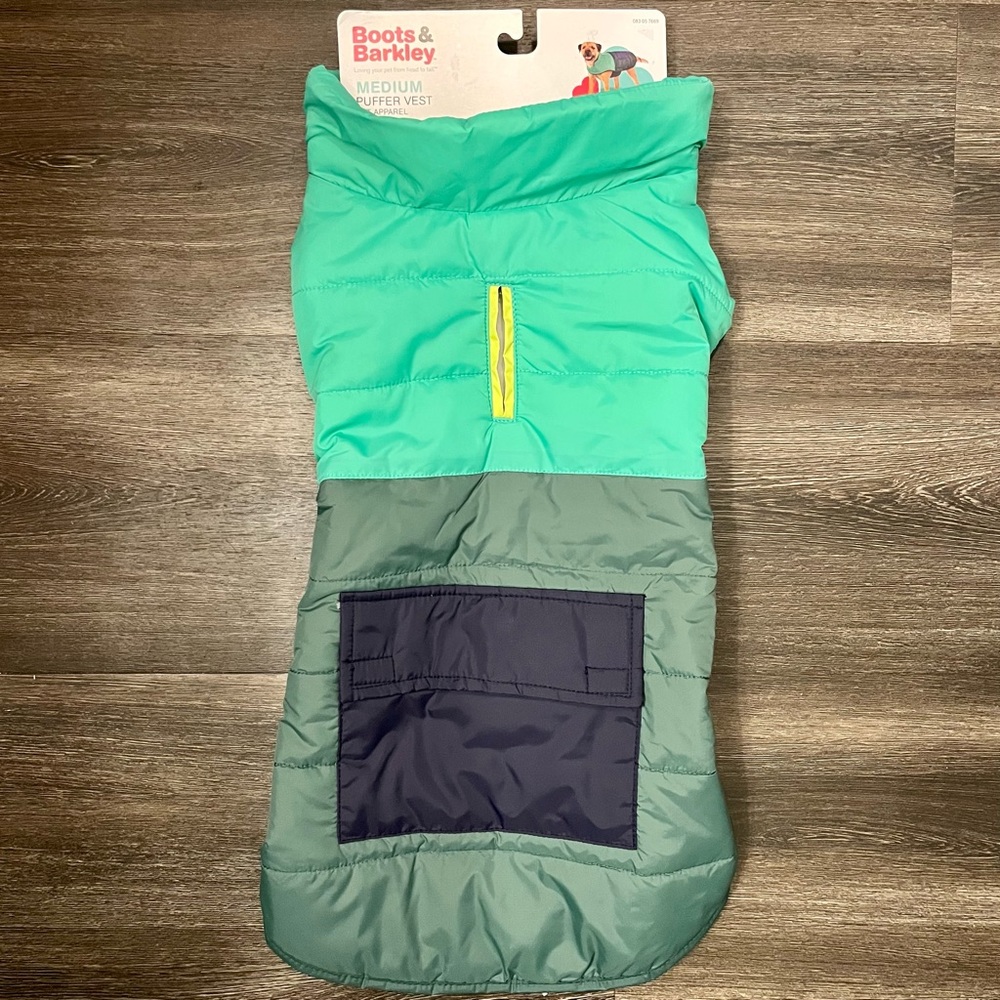 Boots & Barkley Puffer Vest Pet Apparel Jacket With Pocket - size M